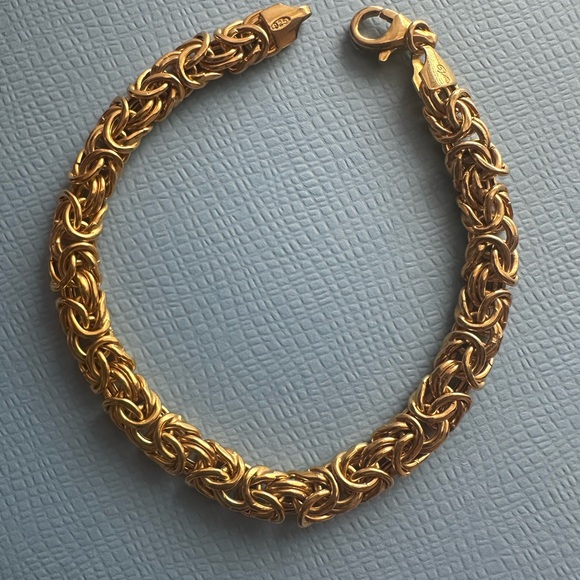 Italian Sterling silver Gold Chain Bracelet - Picture 2 of 7